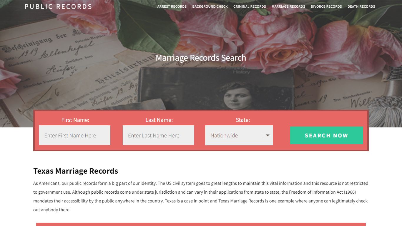 Texas Marriage Records - Public Records